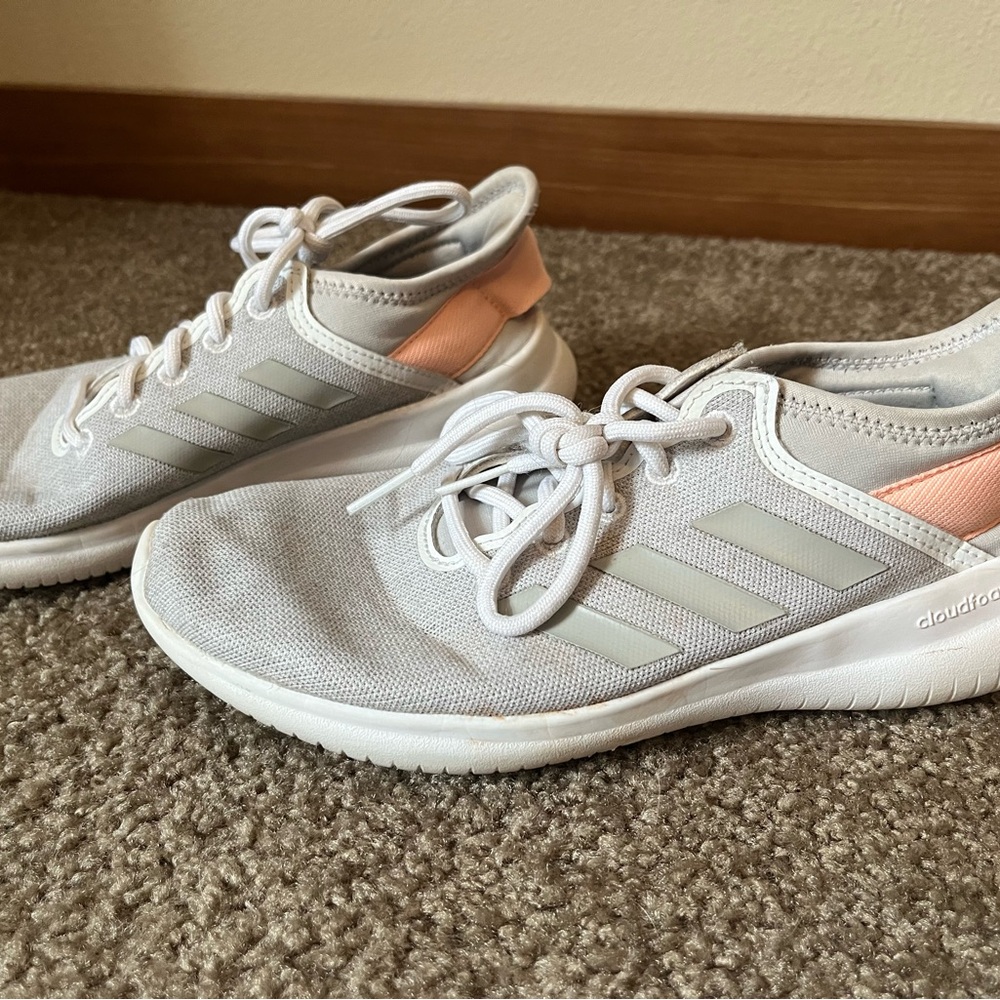 Adidas Gray and Pink Sneakers with Breathable Mesh
